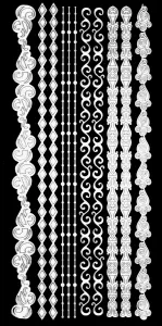 White Fancy Border Dazzles Stickers